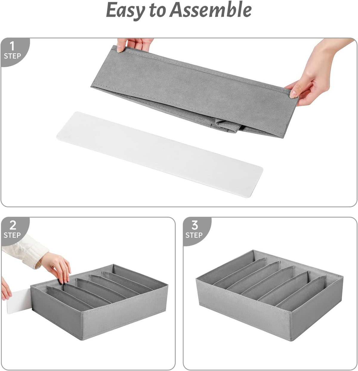 4 Packs T-shirt Drawer Organizers for Clothing,6 Grids Compartment Wardrobe Storage Box, Washable