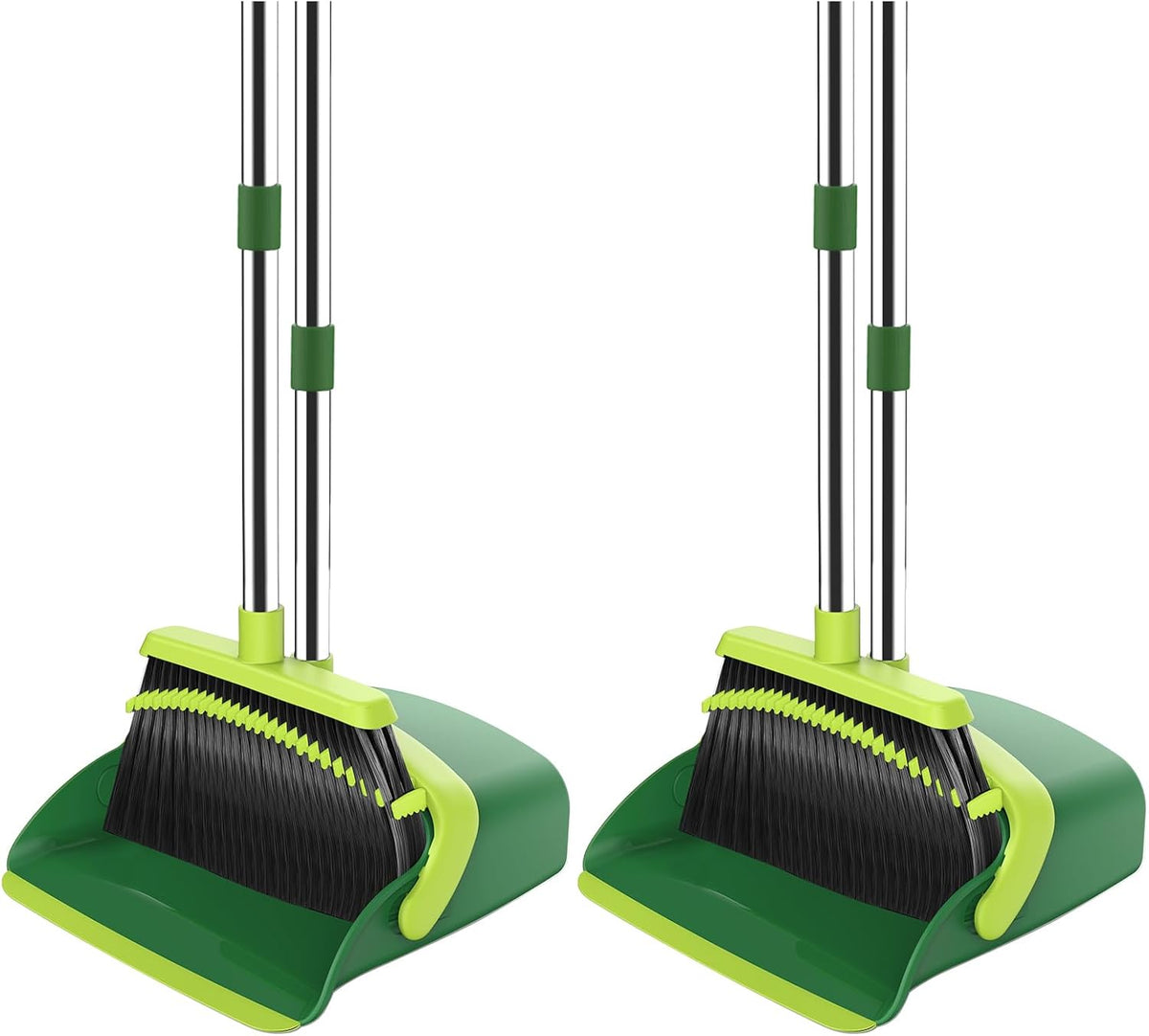 Broom and Dustpan Set, 52-in Long Adjustable Handle Broom Dustpan Combo with Dust pan Teeth to