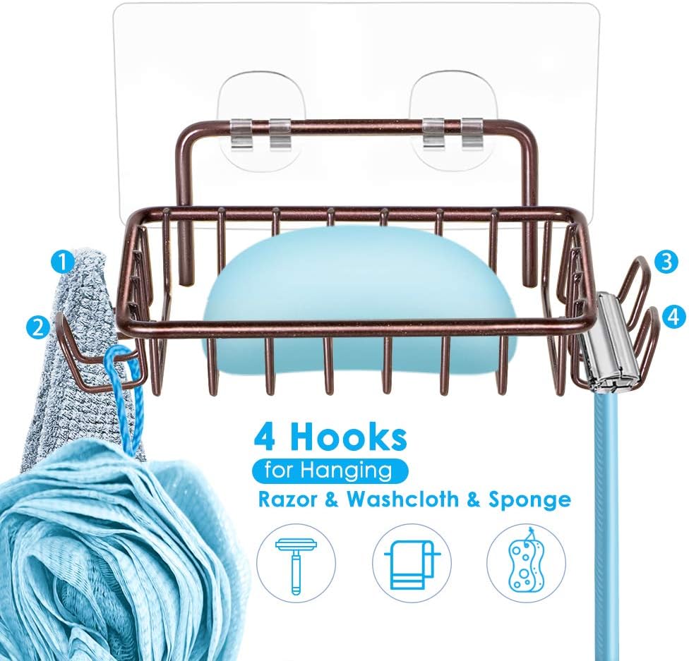 Nieifi Shower Caddy Shelf with Hooks Storage Rack Organizer Adhesive Stainless Steel without