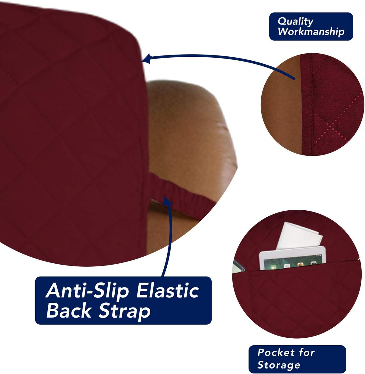 PureFit Reversible Quilted Sofa Cover, Water Resistant Slipcover Furniture Protector, Washable