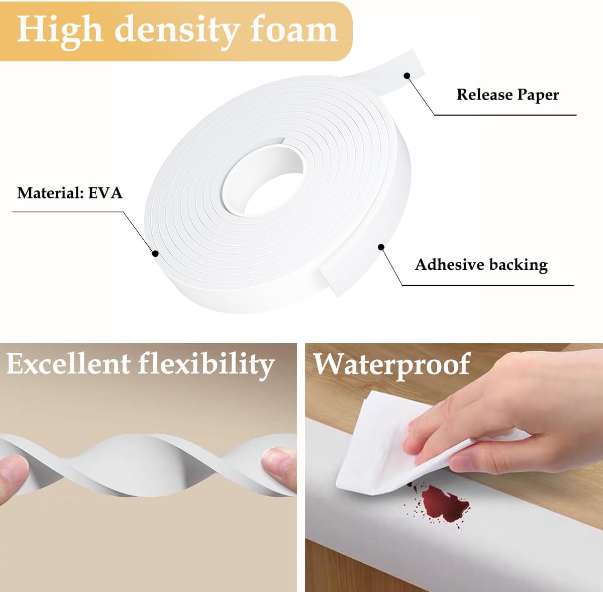 Weather Stripping Door Seal White,1Inch Wide X 1/4 Inch Thick,Air Conditioner Window Seal,Self