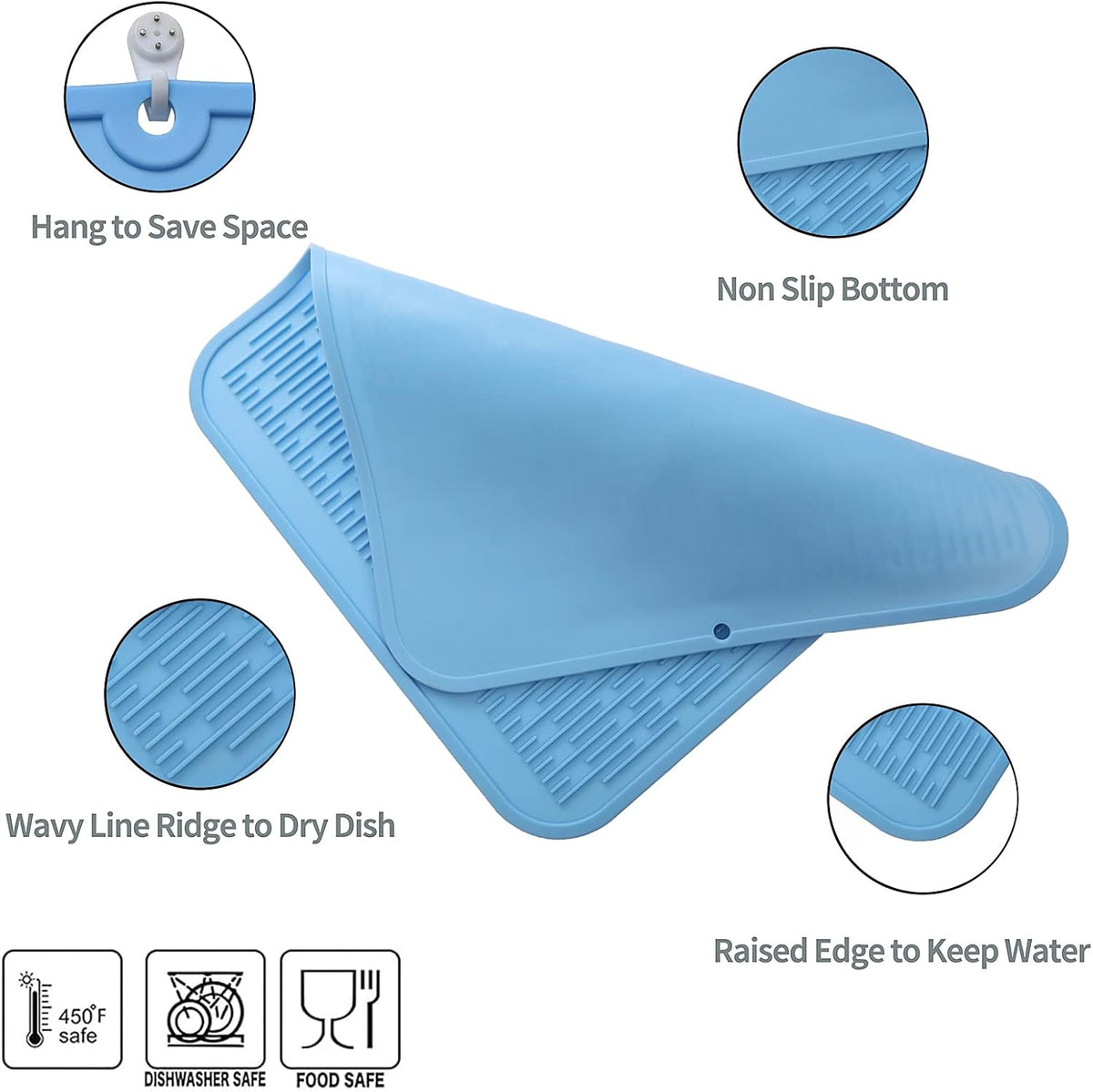 Silicone Dish Drying Mat for Multiple Usage,Easy clean,Eco-friendly,Heat-resistant Silicone Mat for