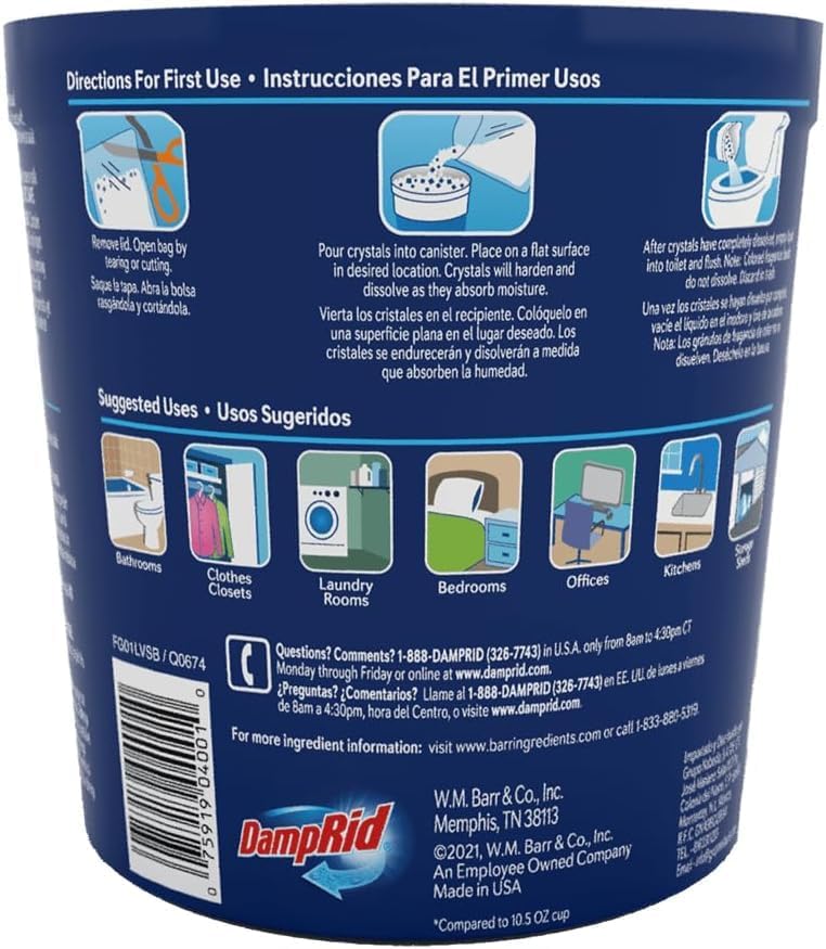 Damp Rid Refillable Moisture Absorber, Includes Single Damp Rid Pure Linen 11oz. Cup & 44oz. Refill