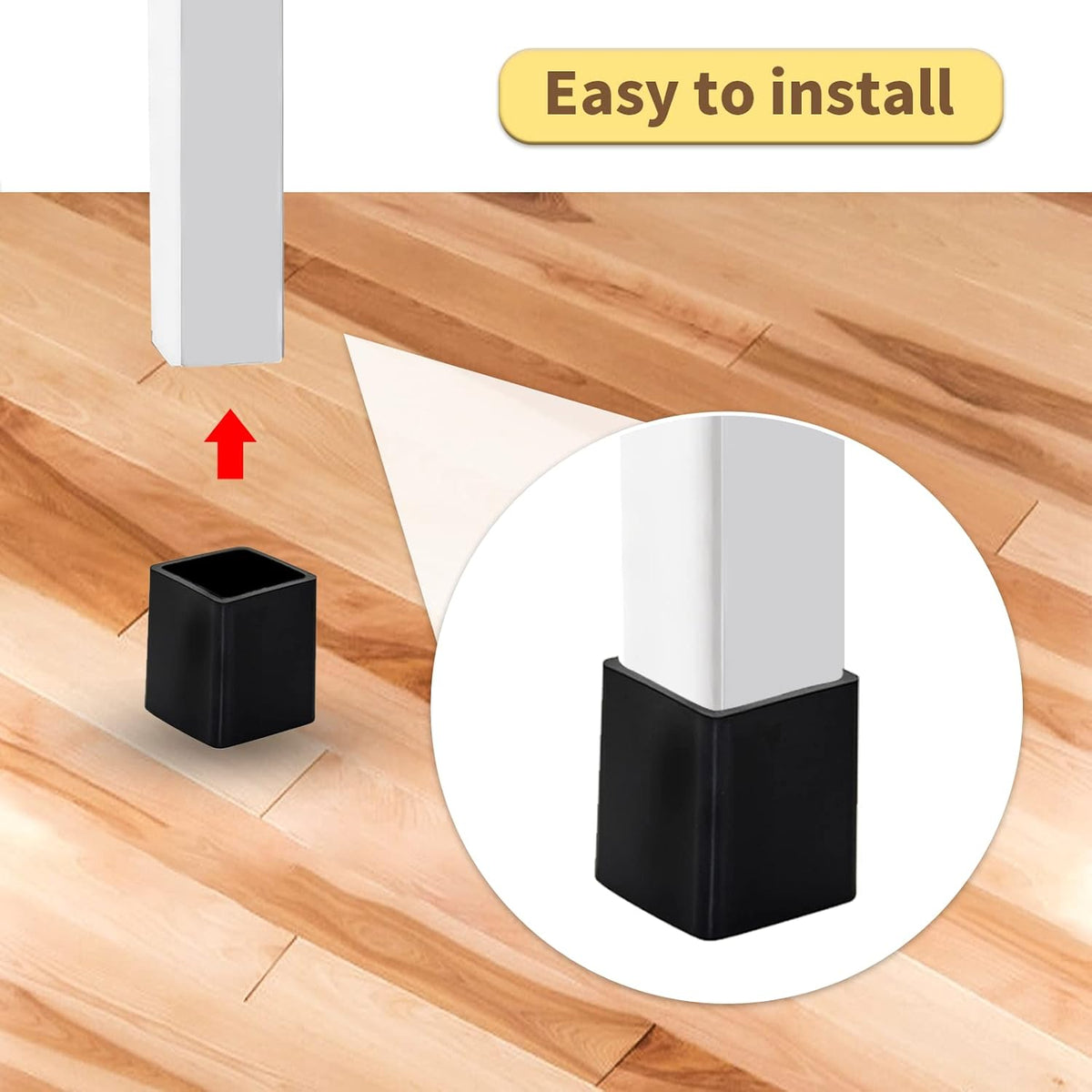 Flyshop Flexible Anti-Scratch PVC Patio Chair Table Leg Caps Tips Floor Protectors Square Furniture