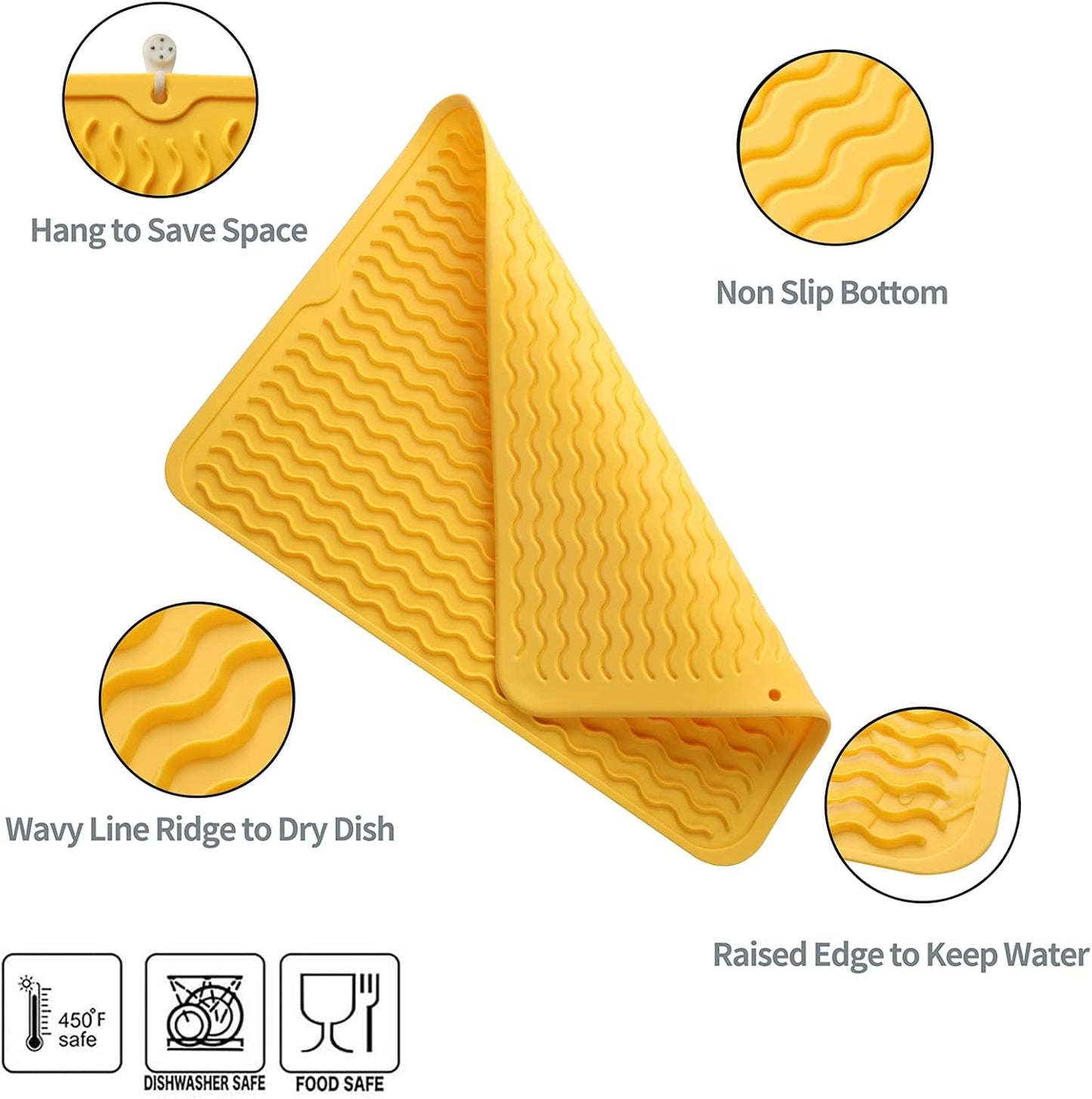 Silicone Dish Drying Mat for Multiple Usage,Easy clean,Eco-friendly,Heat-resistant Silicone Mat for