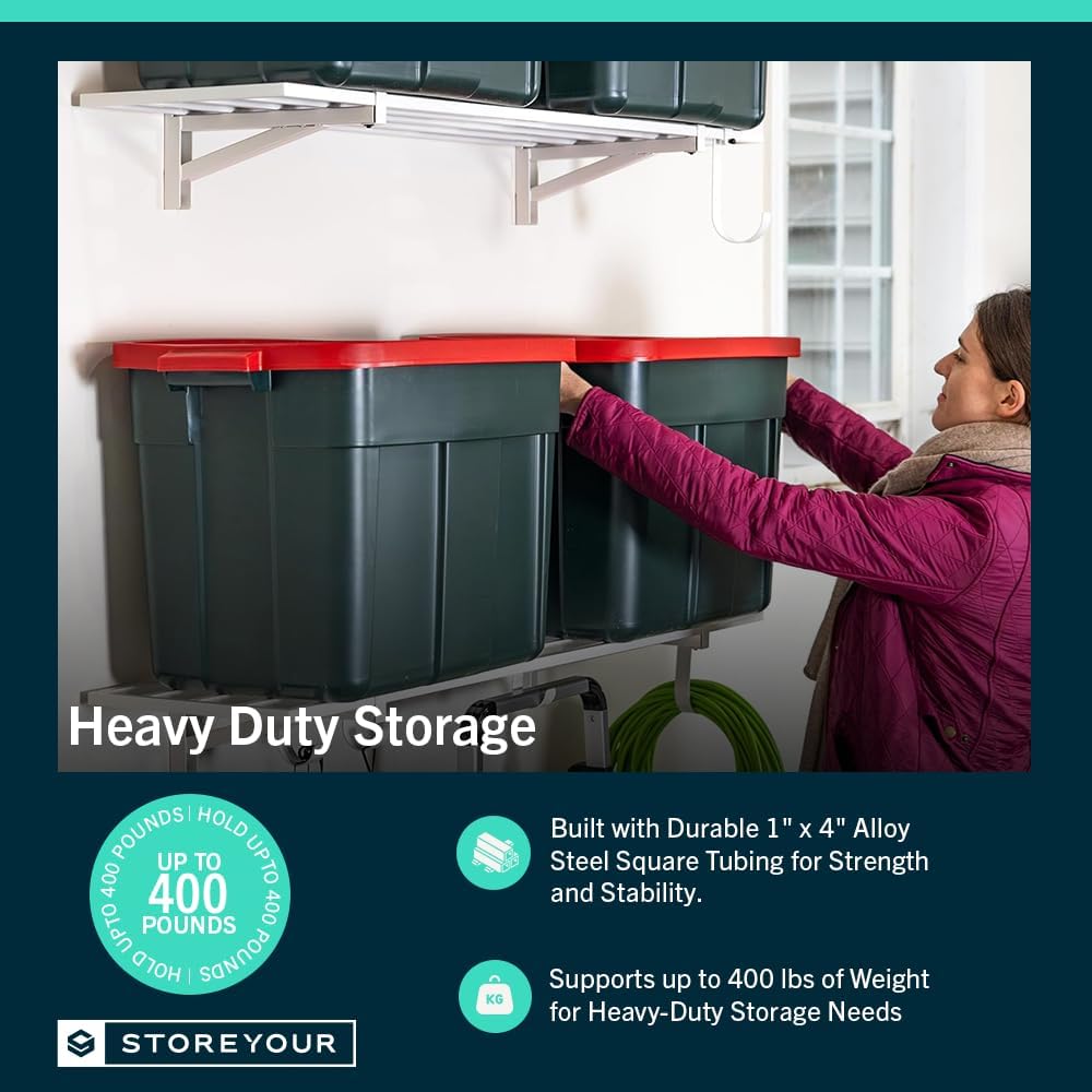StoreYourBoard 2-Pack Heavy Duty Wall Shelves – Wall-Mounted Garage Storage Shelving and