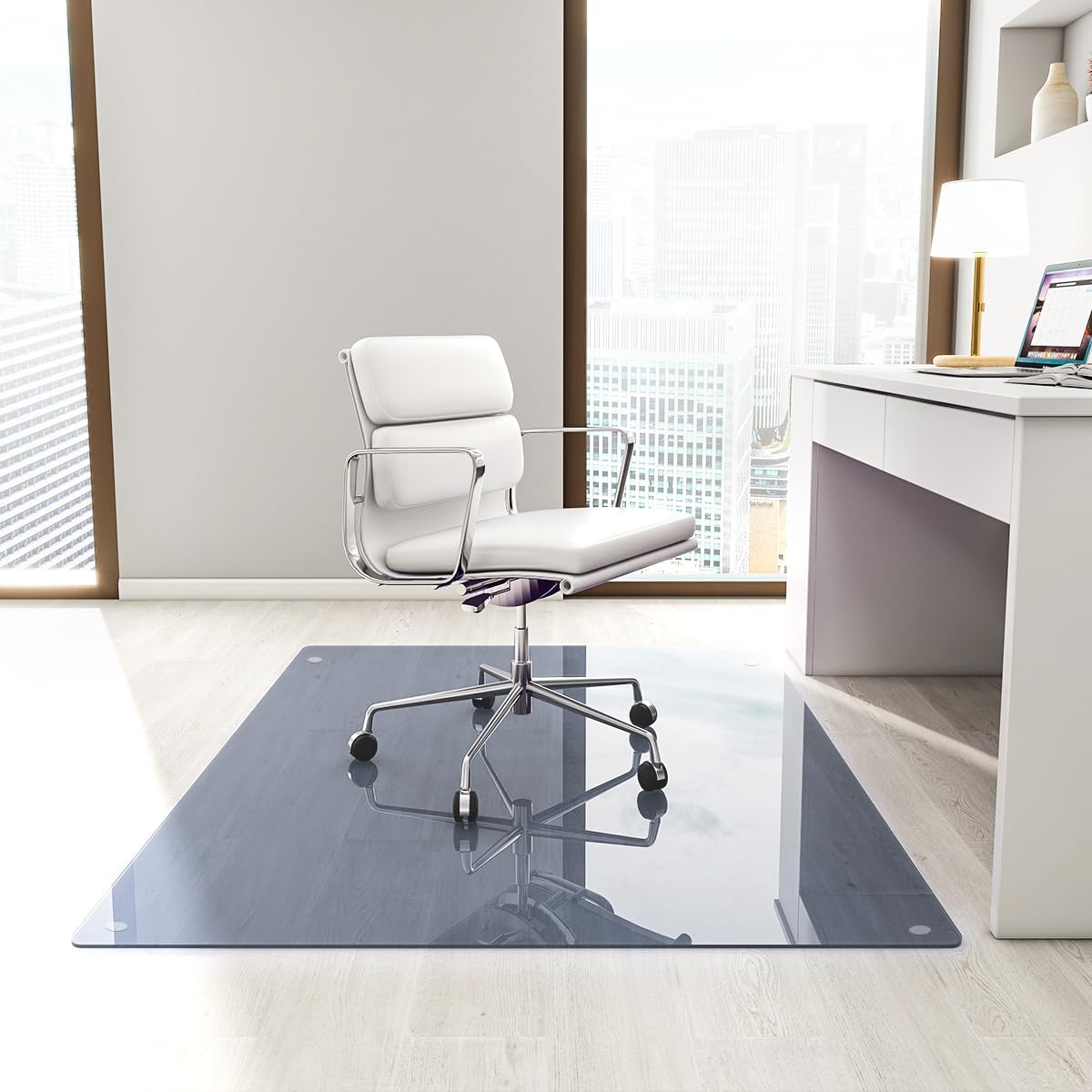 Tempered Glass Floor Mat for Office Chair, 36" x 46" Heavy Duty Hard Office Chair Mat, for Carpeted