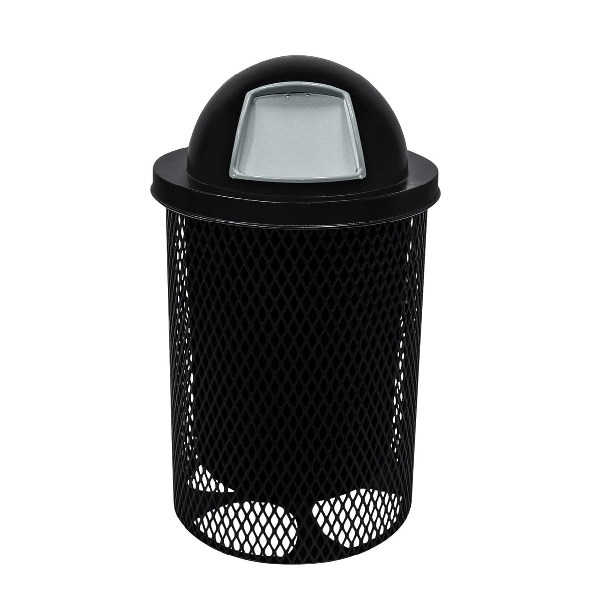 COATEDOUTDOORFURNITURE RDT-BLK Heavy Duty 32 Gallon Round Trash Receptacle, Liner Included, Black