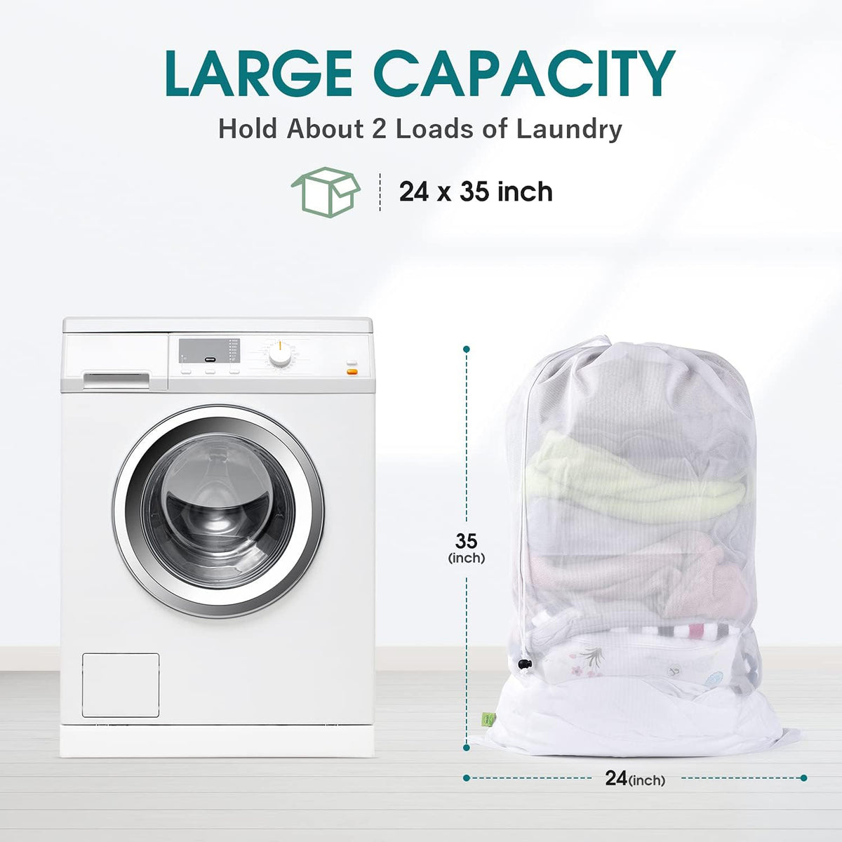 OTraki 2 Pcs Large Mesh Laundry Bags, 24X36 Inch Heavy Duty Drawstring Laundry Wash Bag, Dirty