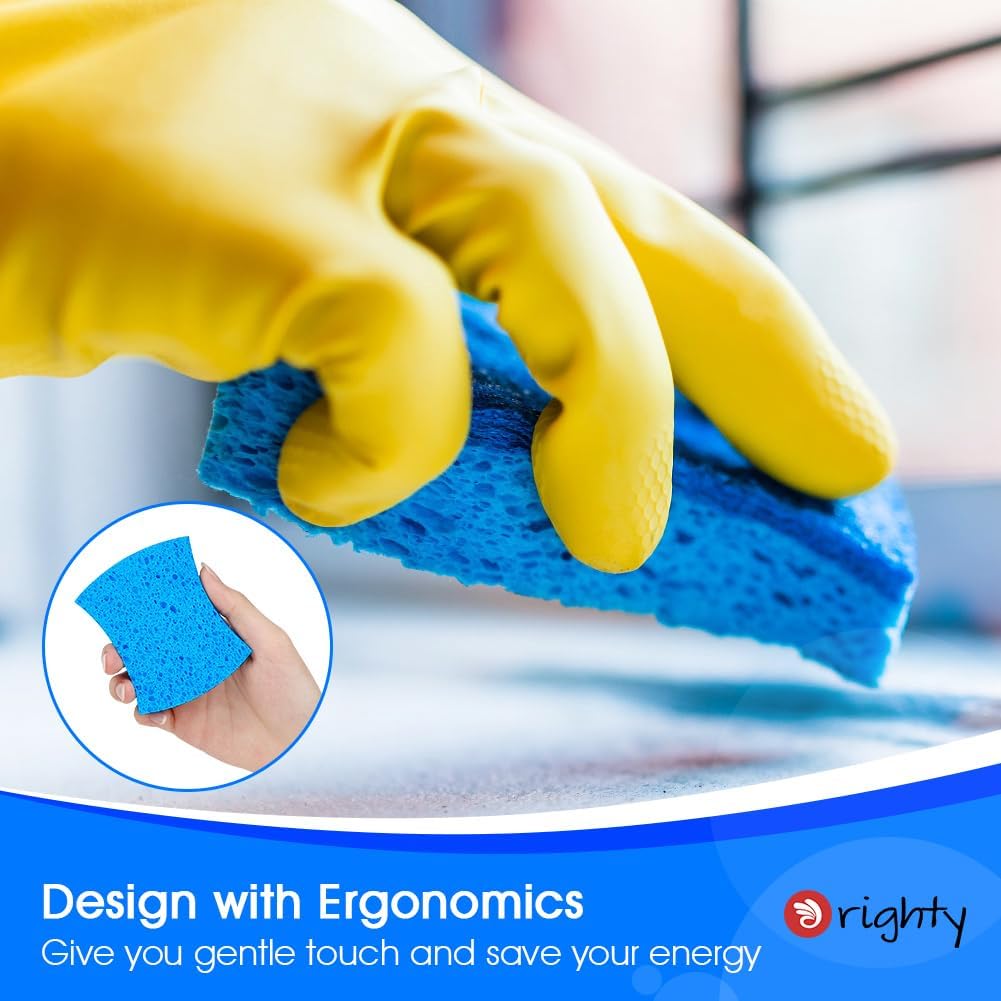 Orighty Non-Scratch Cellulose Scrub Sponges 24 Pack, Kitchen Sponges for Kitchen, Bathroom, and