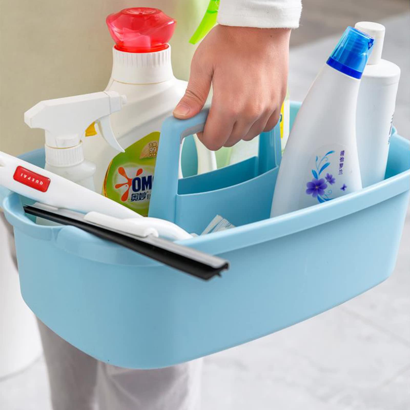 JiatuA Large Cleaning Supplies Caddy Portable Shower Caddy Basket Blue