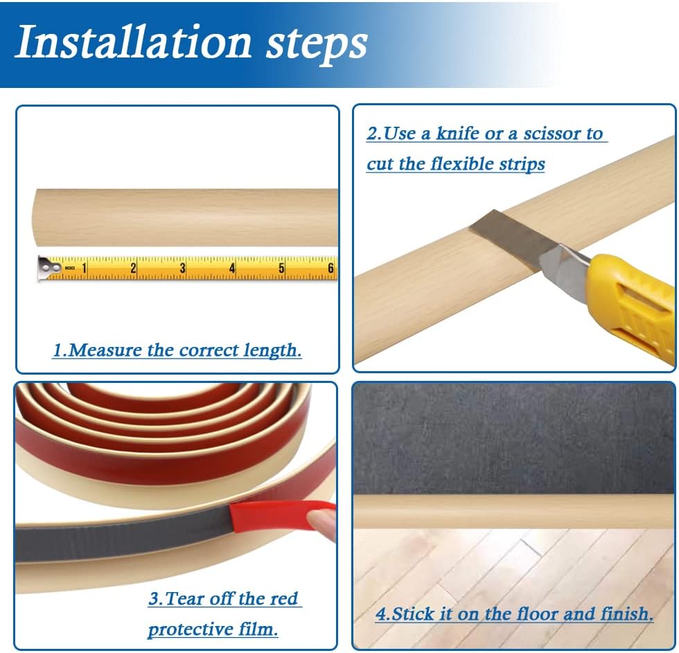 Floor Transition Strip Self Adhesive Carpet & Flooring Transitions Edging Trim Strip PVC Threshold