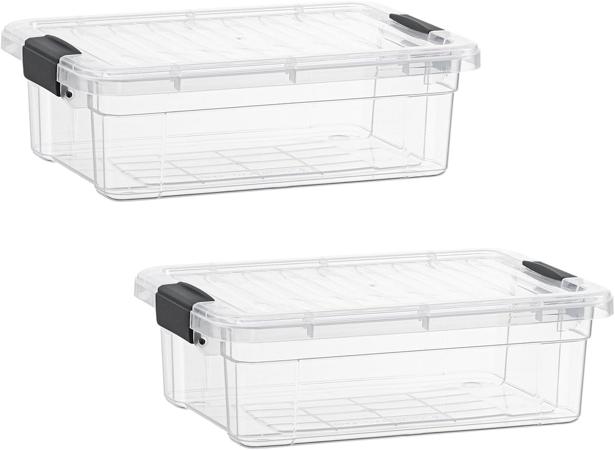 Superio Clear Storage Boxes with Lids, 4.5 Quart Plastic Container Bins for Organizing, Stackable