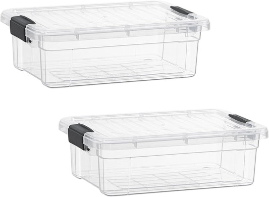 Superio Clear Storage Boxes with Lids, 4.5 Quart Plastic Container Bins for Organizing, Stackable