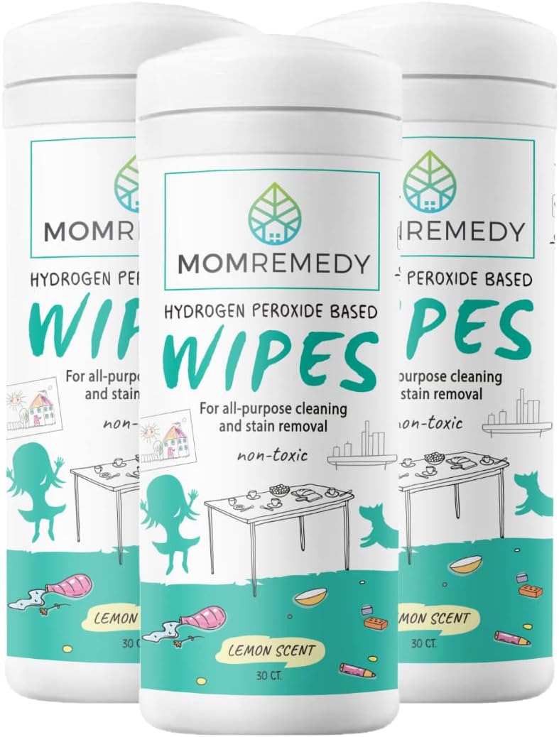 MOMREMEDY Hydrogen Peroxide Cleaning Wipes | All Purpose Cleaner and Stain Remover | Multipurpose