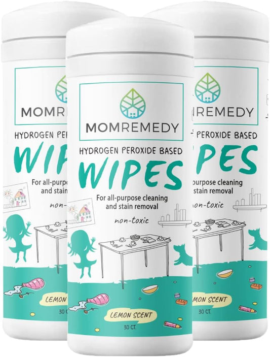 MOMREMEDY Hydrogen Peroxide Cleaning Wipes | All Purpose Cleaner and Stain Remover | Multipurpose