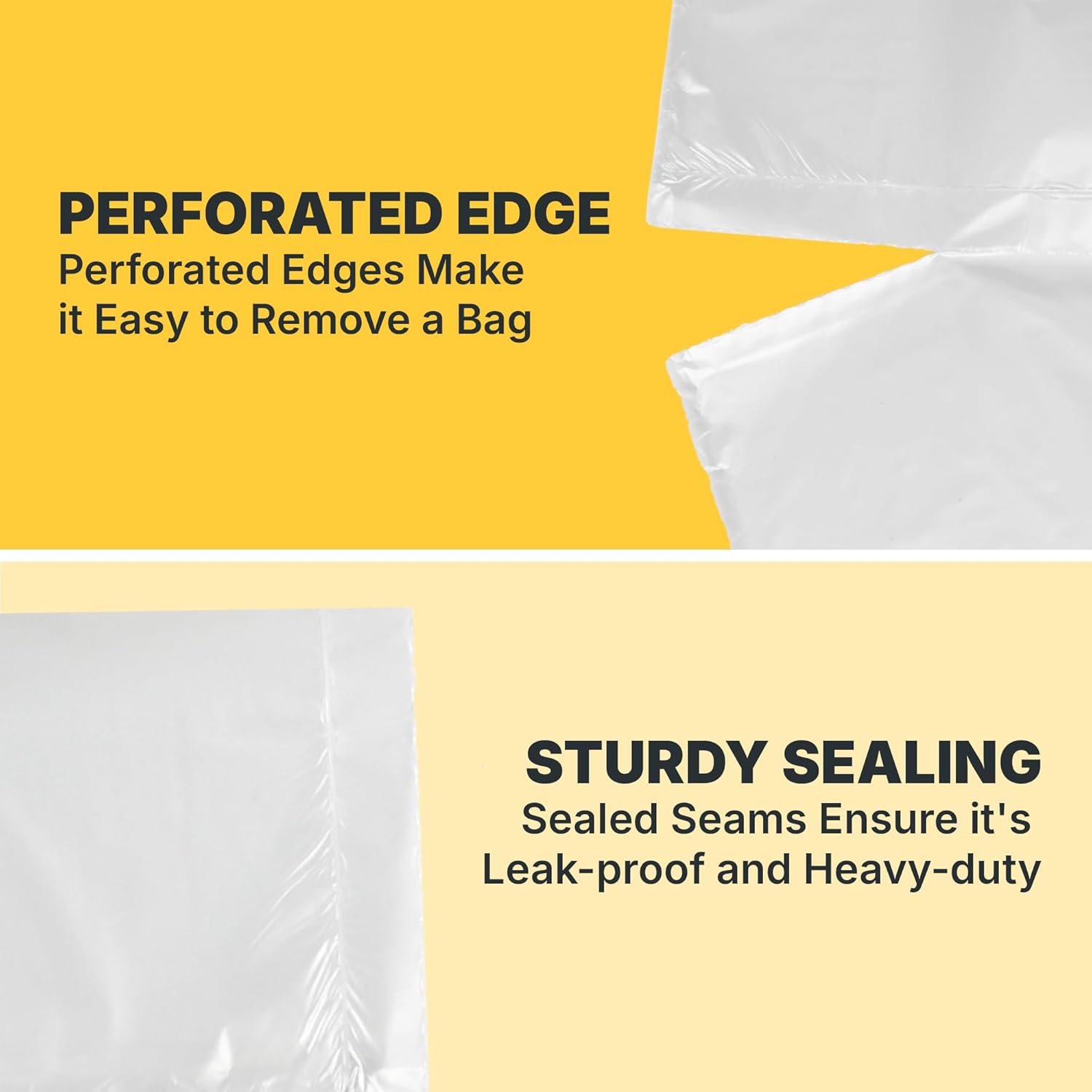 12-16 Gallon Trash Bags, 8 Micron High Density Garbage Can Liners Bulk, 24" x 33", Natural Clear