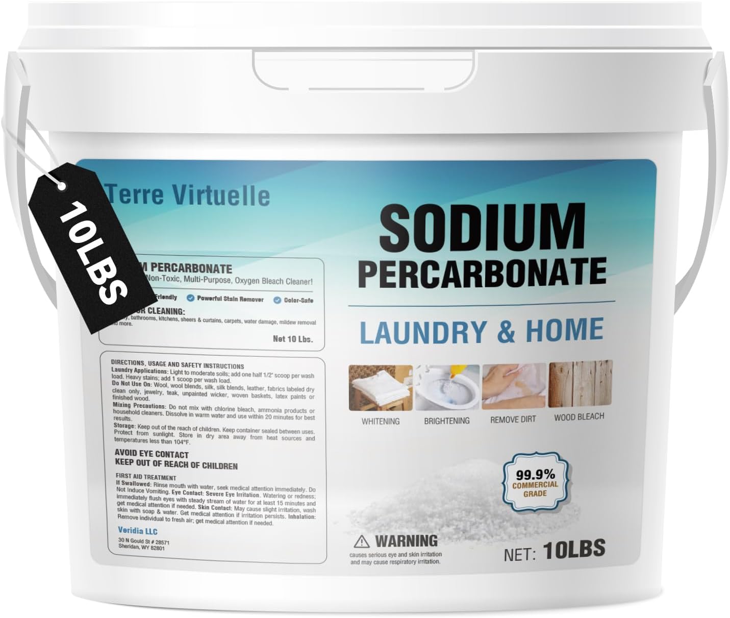 Sodium Percarbonate 10 lbs – Oxygen Bleach Powder & Laundry Booster – Multi-Purpose Cleaner for