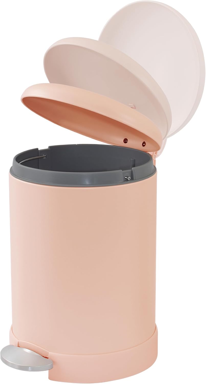 Glad Small Trash Can, 1.2 Gallon | Round Stainless Steel Garbage Bin with Soft Close Lid & Step