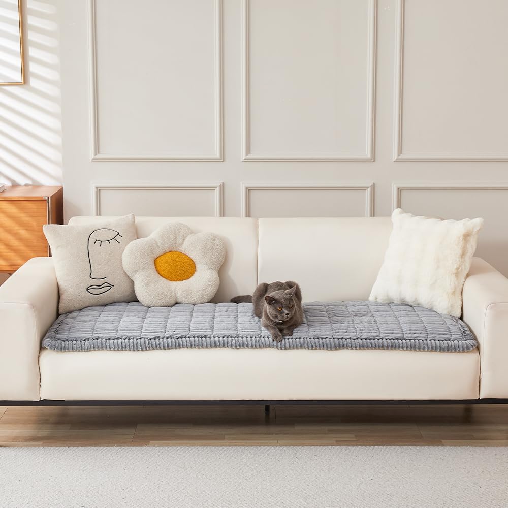 Couch Cover for Dogs Washable, Fuzzy Pet Couch Covers for 3 Cushion Sofa Pet Friendly, Non Slip