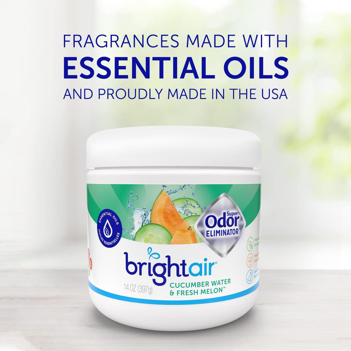 Bright Air 14 oz. Super Odor Eliminator, For Medium-Size Spaces, Cucumber Water & Fresh Melon