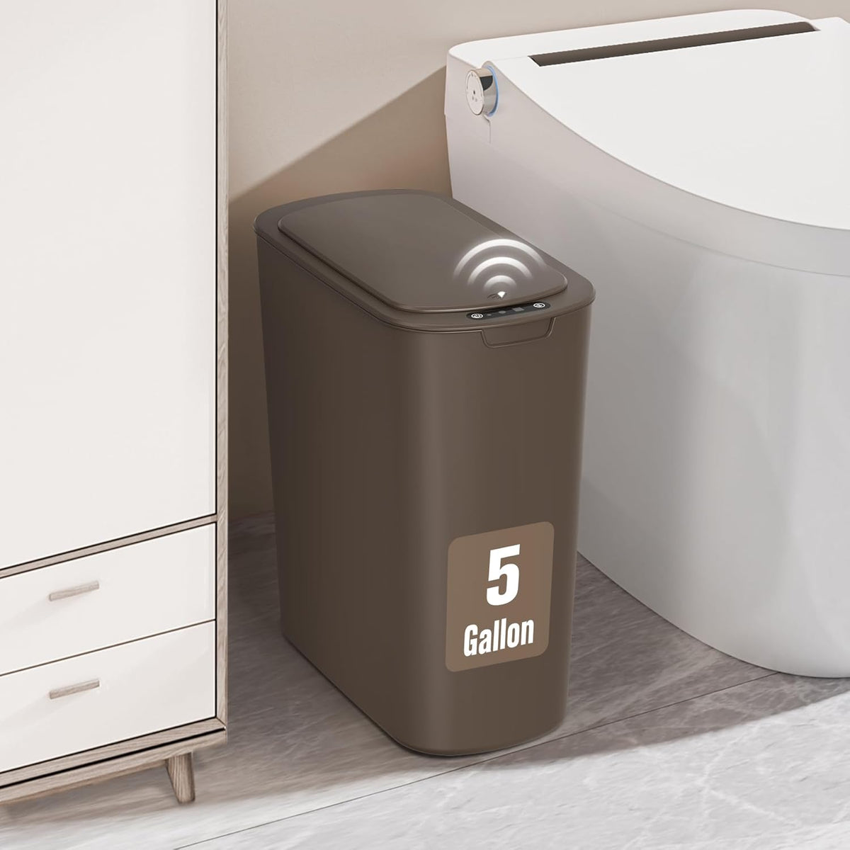 Cesun Motion Sensor Trash Can, 5 Gallon Automatic Bathroom Garbage Can with Lid, Touchless Smart