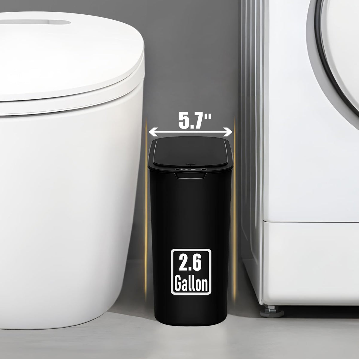TIPGO Automatic Motion Sensor Bathroom Trash Can with Lid, 2.6 Gallon Touchless Trash Bin, Smart
