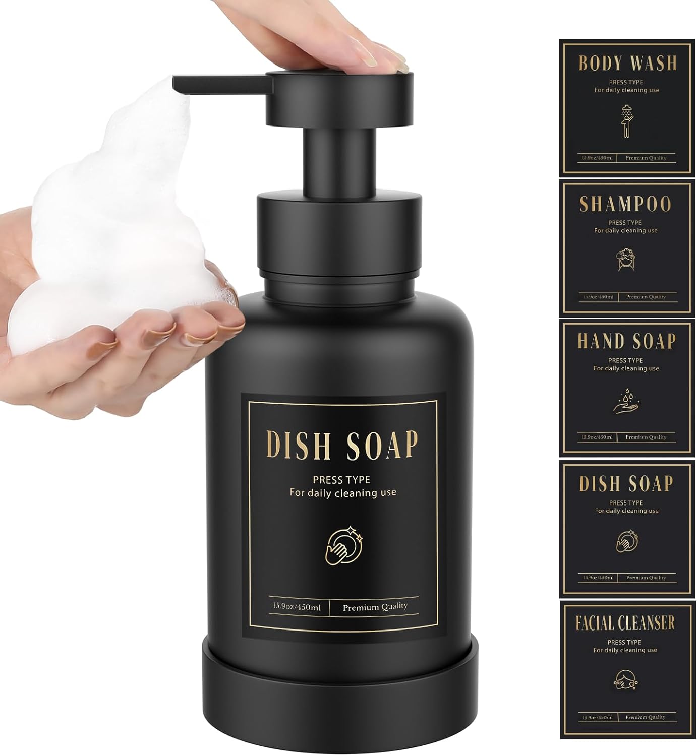 Luxspire Foaming Soap Dispenser, Glass Foam Pump Soap Dispenser, Non-Slip Hand Soap Dispenser with