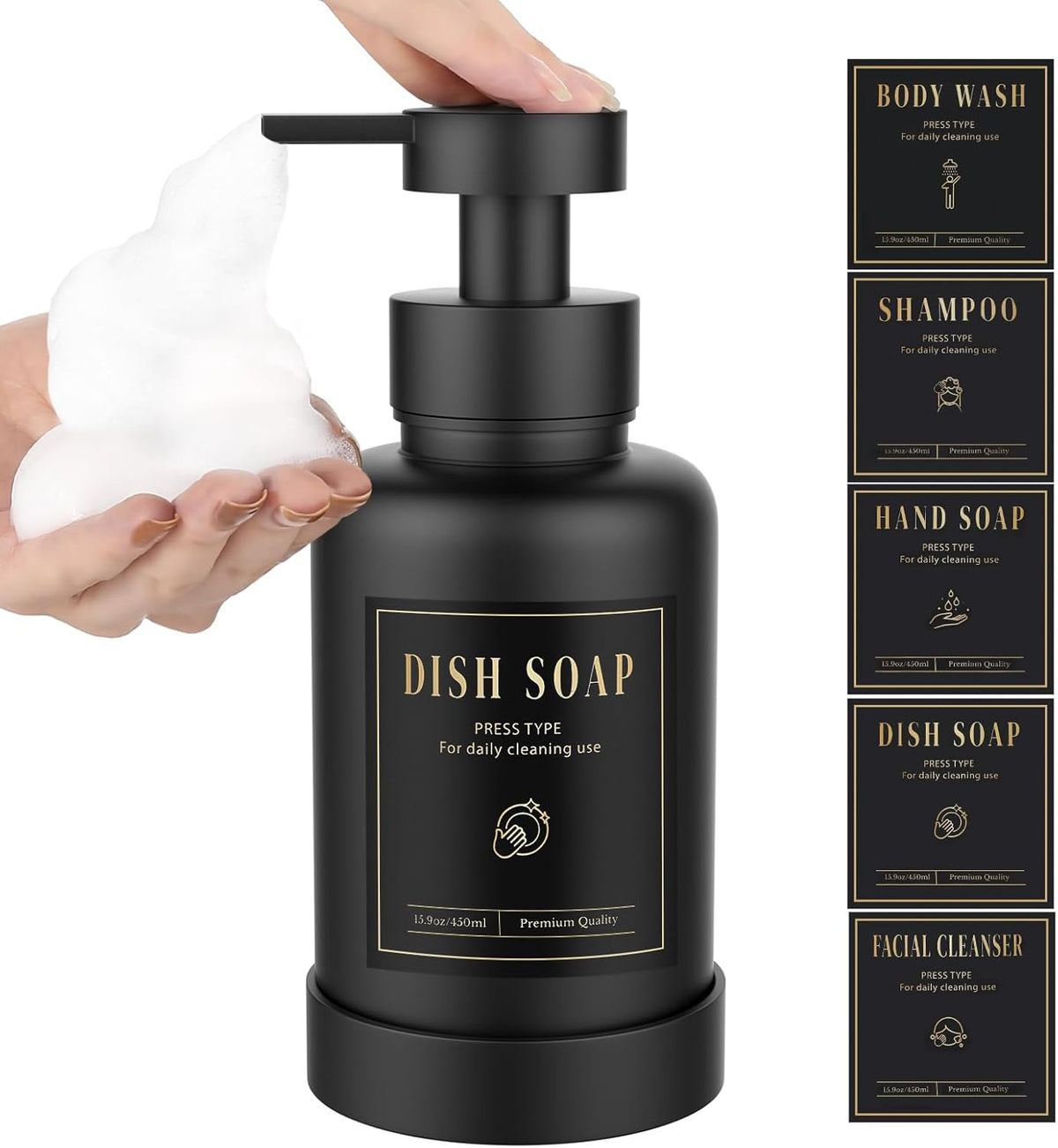 Luxspire Foaming Soap Dispenser, Glass Foam Pump Soap Dispenser, Non-Slip Hand Soap Dispenser with