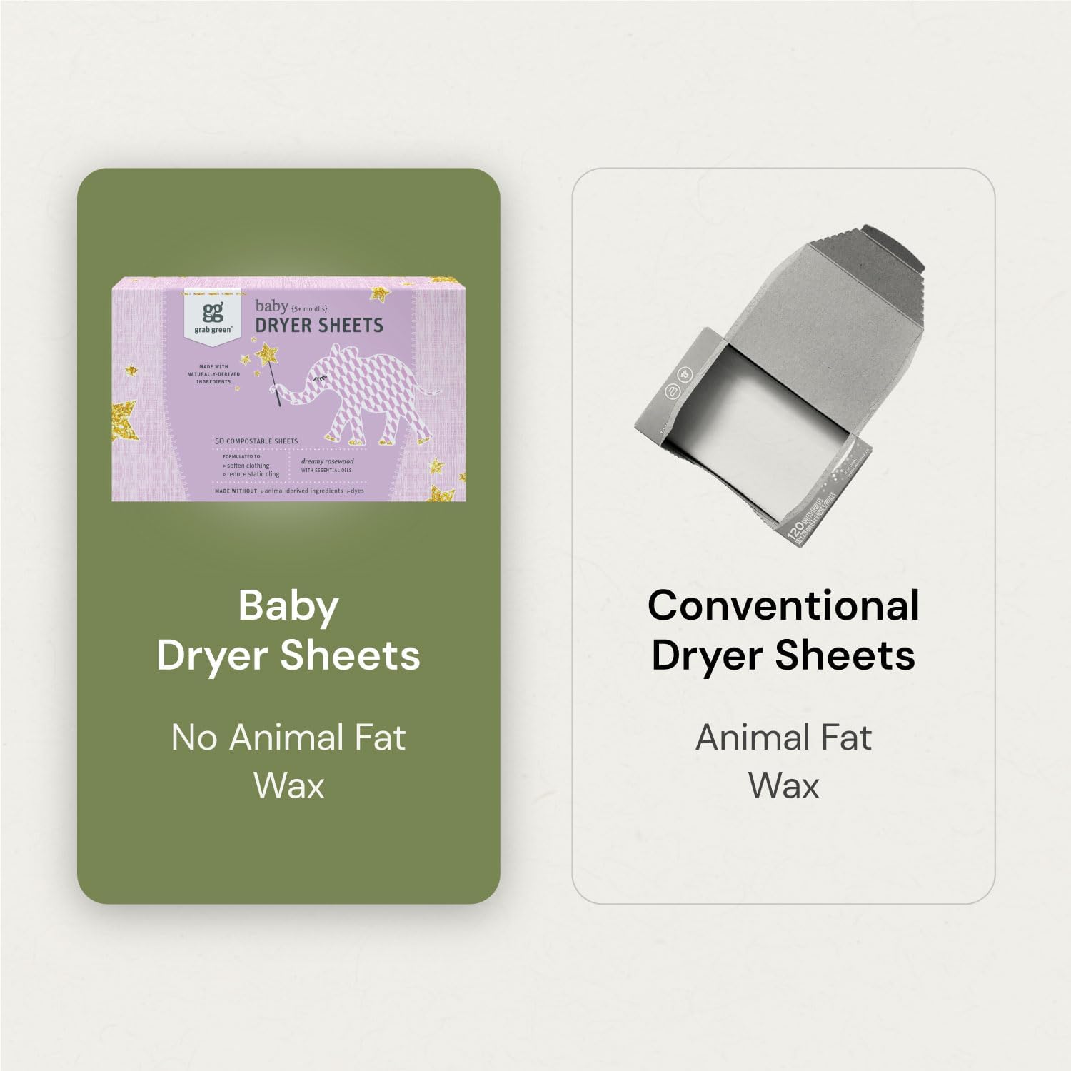 Grab Green Baby Laundry Dryer Sheets, 160 Sheets, Dreamy Rosewood Scent, Plant Based, Softens