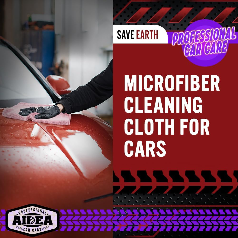 AIDEA Microfiber Cleaning Cloth Pink 10PK, Microfiber Towels for Cars, Premium Car Cloths, Dusting