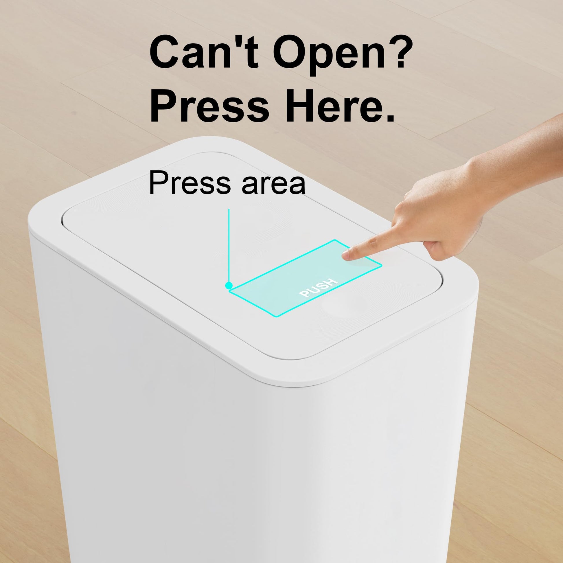 N. NETDOT 3 Pack 10L / 2.6 Gallon Small Trash Can with Lid, Bathroom Garbage Can with Pop-Up Lid