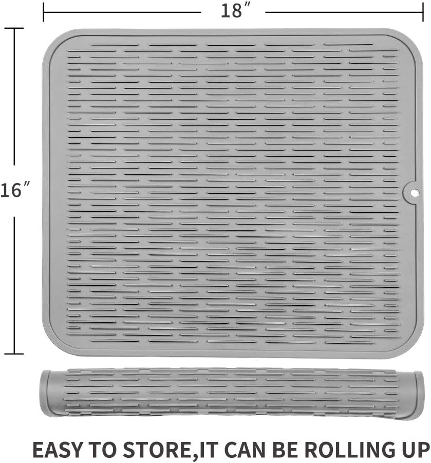 Silicone Dish Drying Mat for Multiple Usage,Easy clean,Eco-friendly,Heat-resistant Silicone Mat for