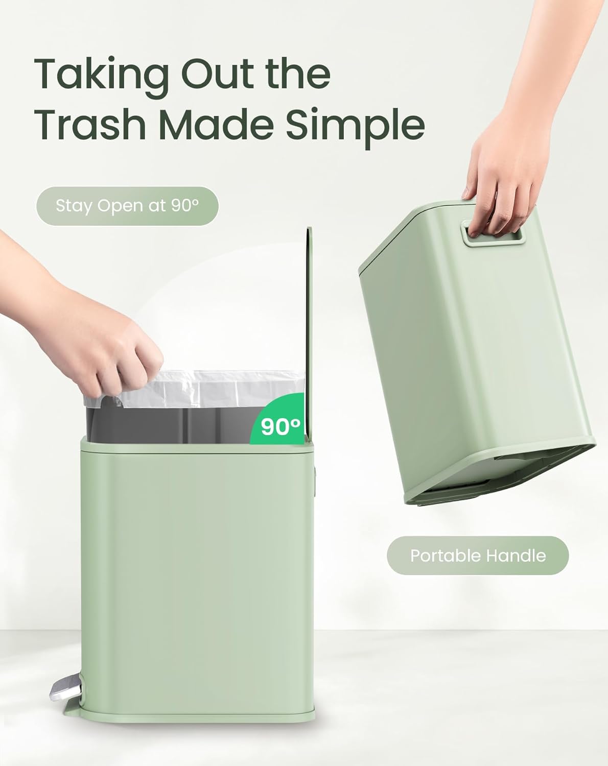 Cesun Small Bathroom Trash Can with Lid Soft Close, Step Pedal, 5 Liter / 1.3 Gallon Stainless