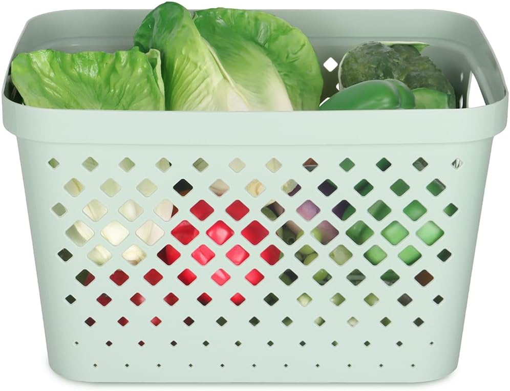 Glad Plastic Storage Basket Set, Value Pack of 6 | Open Storage Bins for Shelves, Bathroom, Pantry