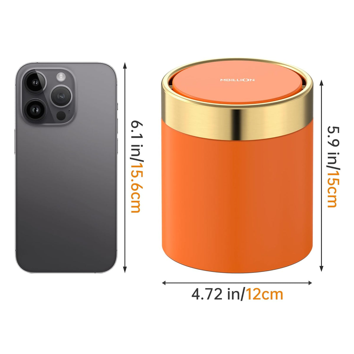 Mini Trash Can with Lid, Desktop Small Trash Can Recycling Bin Cute Metal Garbage Can for Tabletop