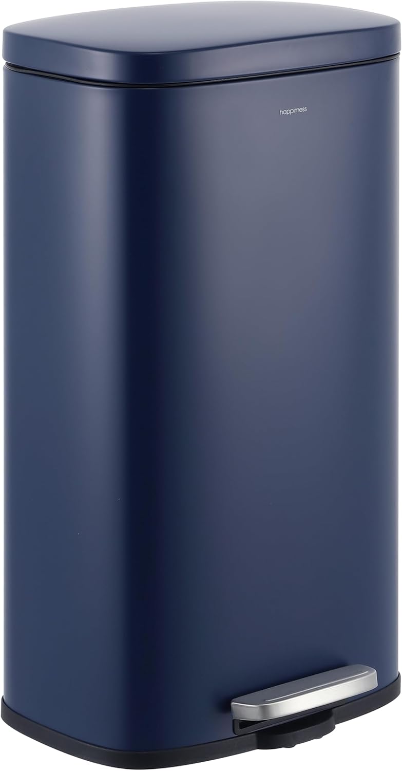 happimess HPM1011E Curtis 8-Gallon Step-Open Trash Can, Fingerprint Resistant, Modern, Minimalistic