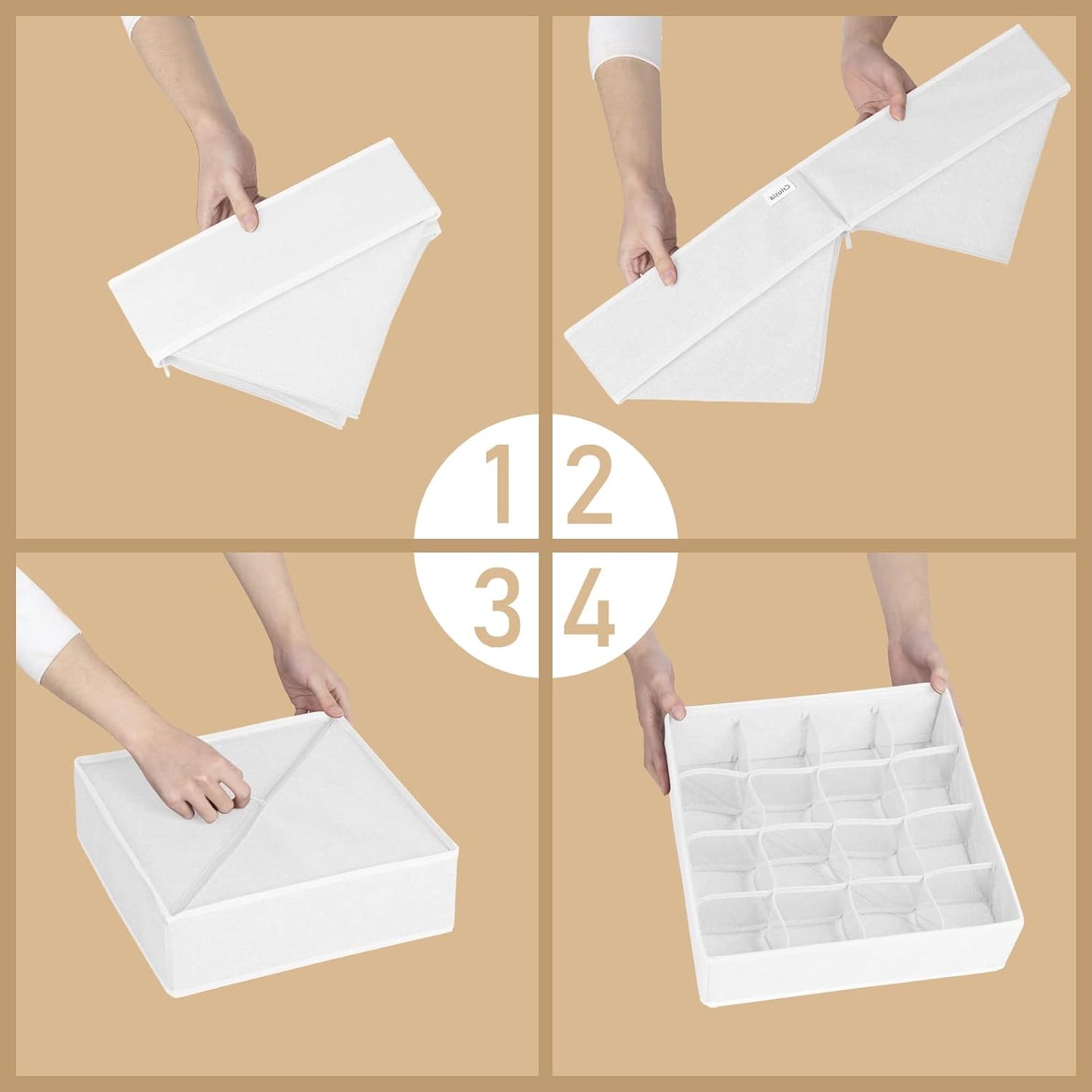 Criusia 3 Pack Sock Underwear Drawer Organizer Dividers, 64 Cell Fabric Foldable Cabinet Closet