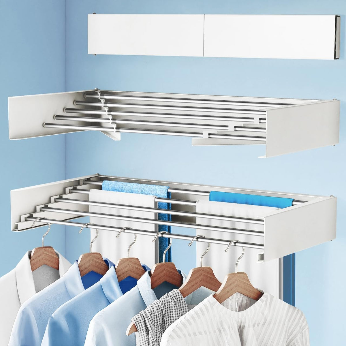 Drying Rack Clothing,Clothes Drying Rack Wall Mounted,Collapsible Hanging Racks for Laundry,Laundry