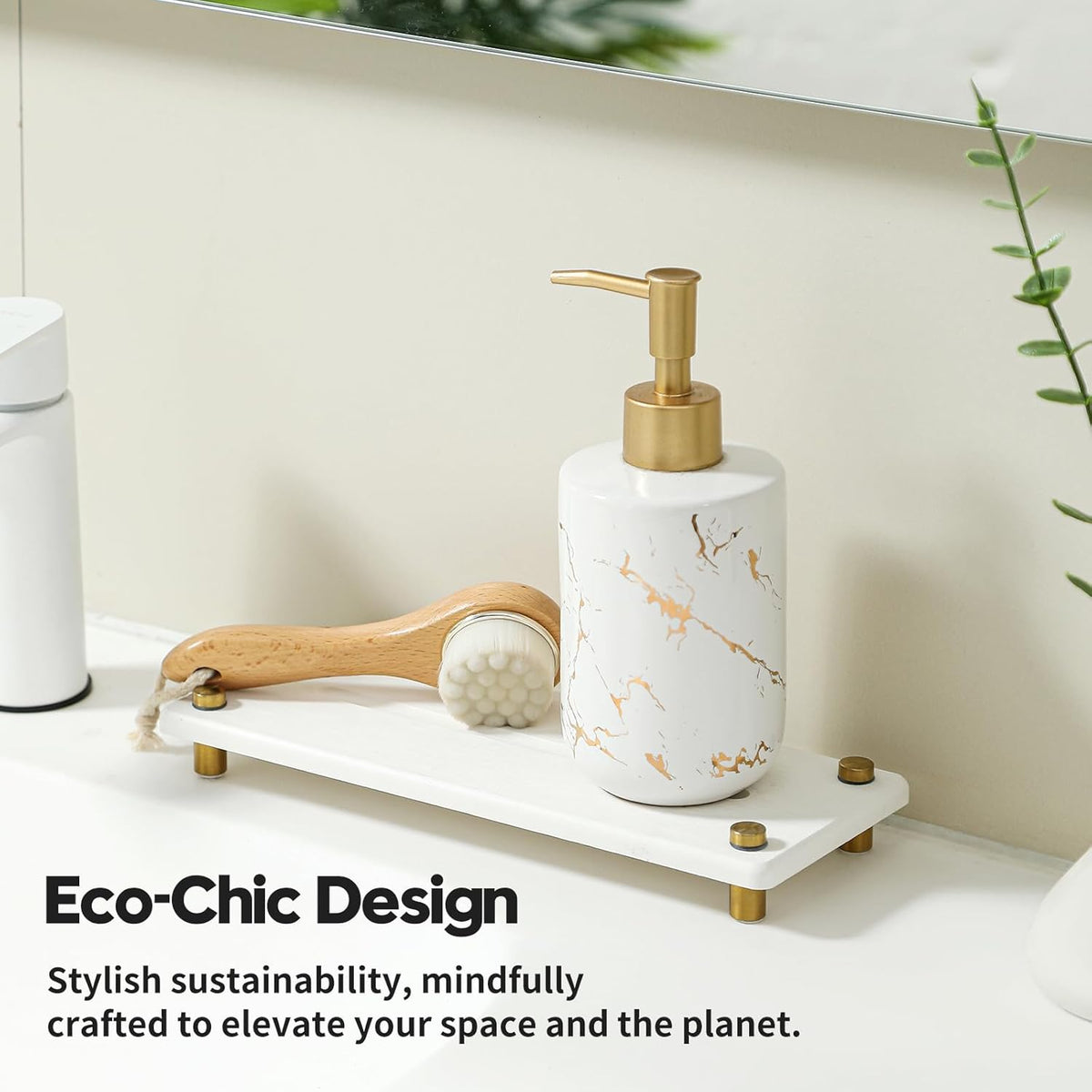 Water Absorbing Stone Sink Caddy Kitchen Sink Organizer Tray, Diatomite Bathroom Counter Tray, Gold