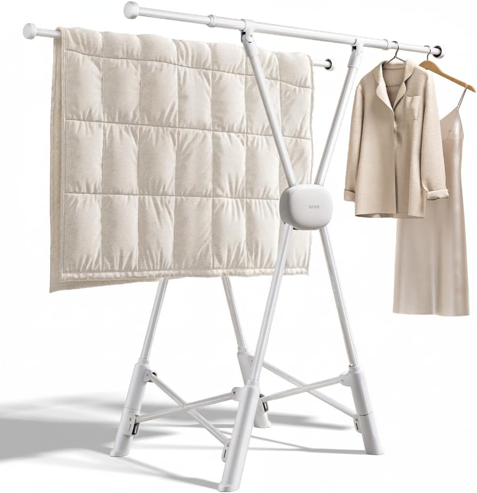 BIREN Clothes Drying Rack Heavy Duty Clothing Racks Extending Laundry Rack Two Drying Modes Garment