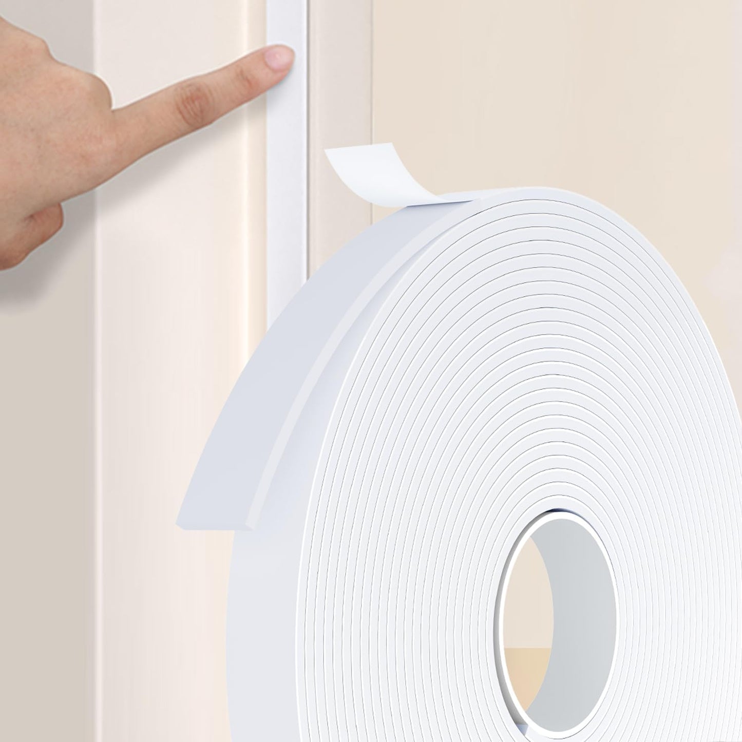 Weather Stripping Door Seal White,Self Adhesive Foam Tape High Density Foam Sealing Strip,Air