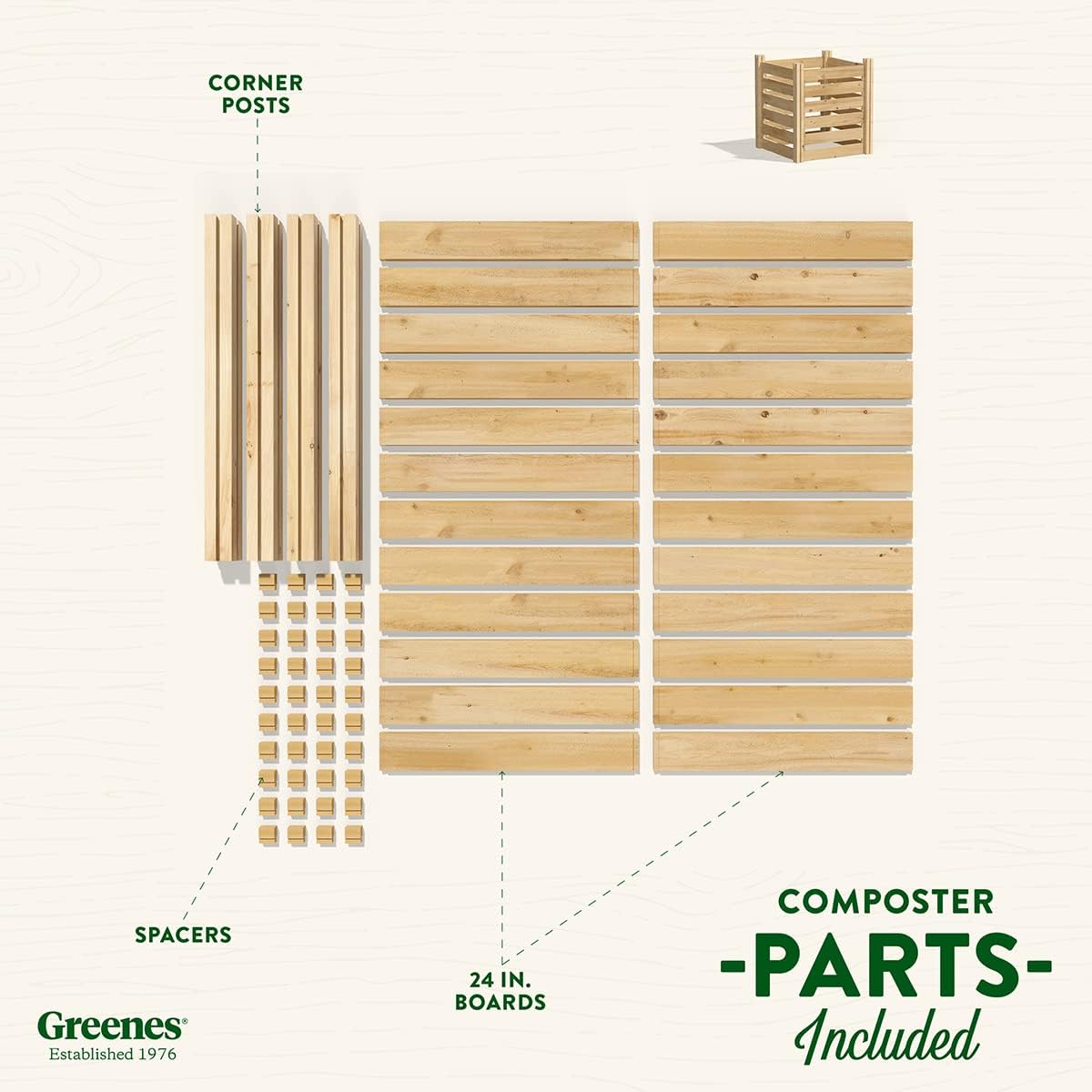 Greenes Fence Cedar Wood Composter, 24" W x 24" L x 31" H / 77.3 Gallons - Made in USA with North