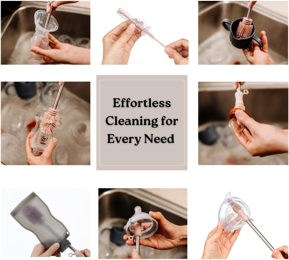 Haakaa Silicone Cleaning Brush Kit – Household Cleaning Brushes for Bottles and Crevices