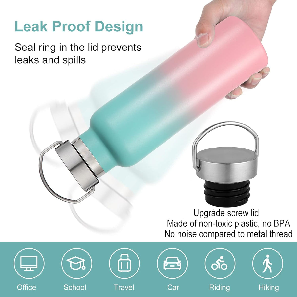 Neihepal Gradient Stainless Steel Water Bottles,20 Ounce Vacuum Insulated Double Wall Travel Bottle