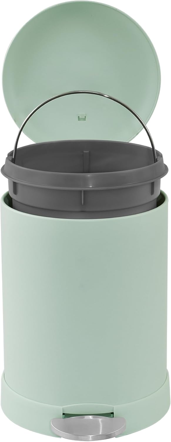 Glad Small Trash Can, 1.2 Gallon | Round Stainless Steel Garbage Bin with Soft Close Lid & Step