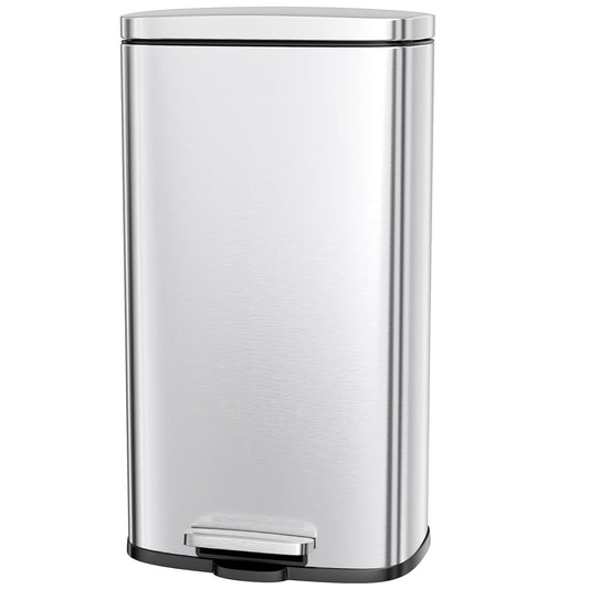 AthLike Trash Can, Stainless Steel Kitchen Garbage Can, Step Waste Bin with Hinged Lid and