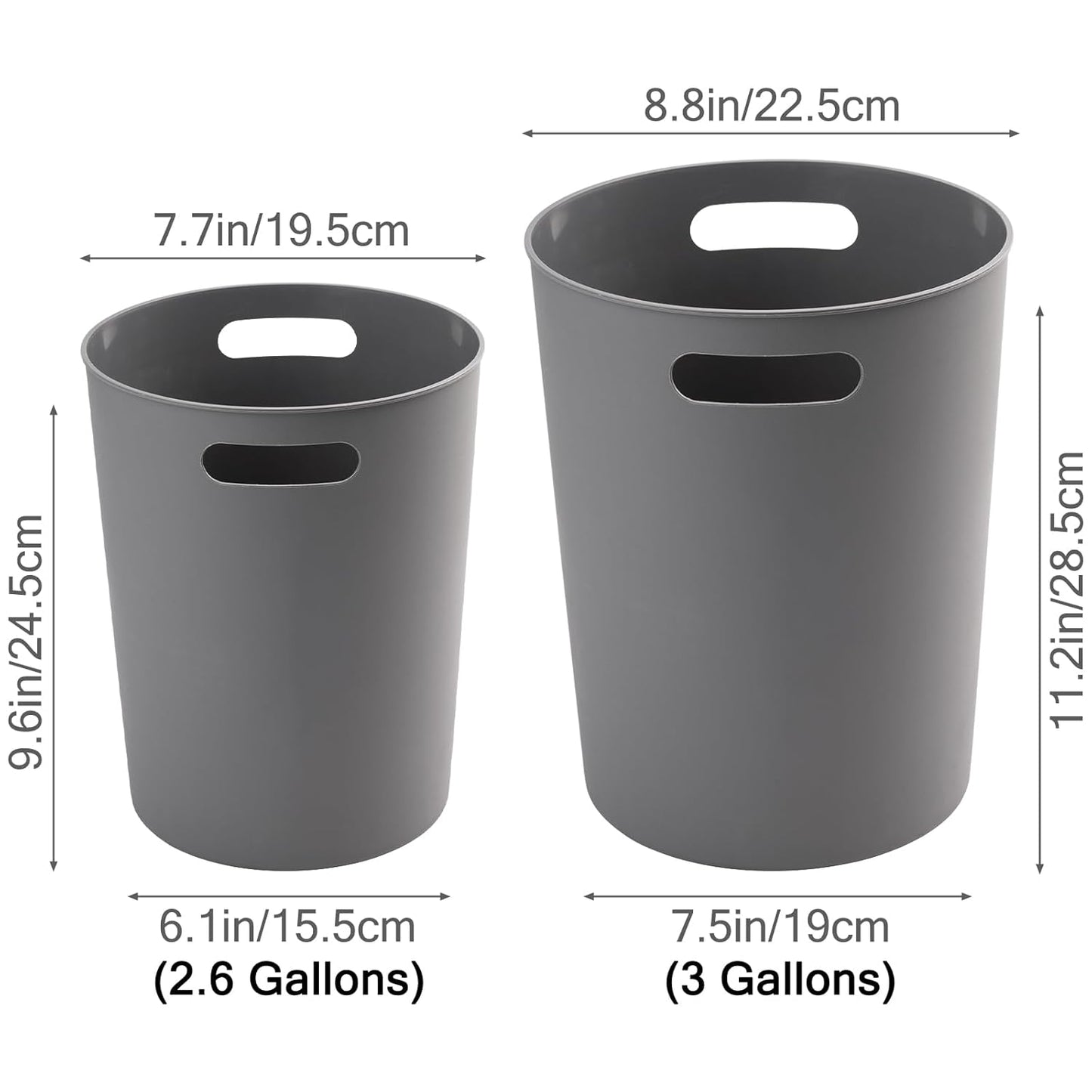 4 Pack Small Trash Can for Bathroom - 3 Gallon/12-Liter Wastebasket, Round Plastic Garbage