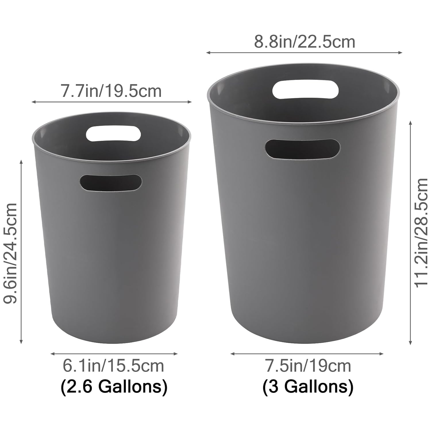4 Pack Small Trash Can for Bathroom - 3 Gallon/12-Liter Wastebasket, Round Plastic Garbage