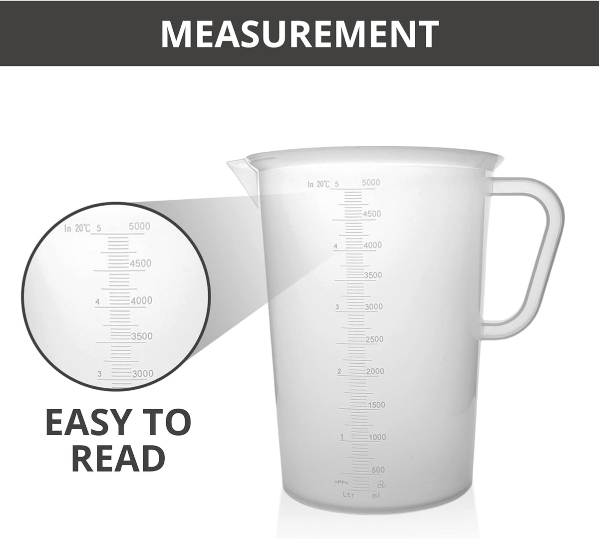 Plastic Graduated Measuring and Mixing Pitcher - 5000ml Plastic Graduated Measuring Pitcher - Soap